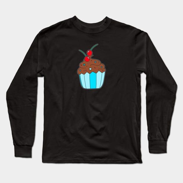 Chocolate Cupcake Long Sleeve T-Shirt by Kelly Louise Art